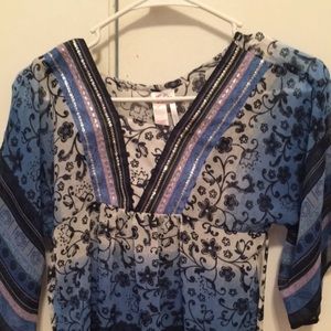 Blue sequined flowing top
